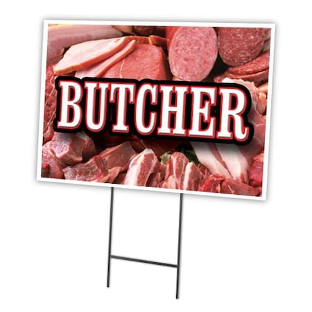 Butcher Yard Sign & Stake Outdoor Plastic Coroplast Window